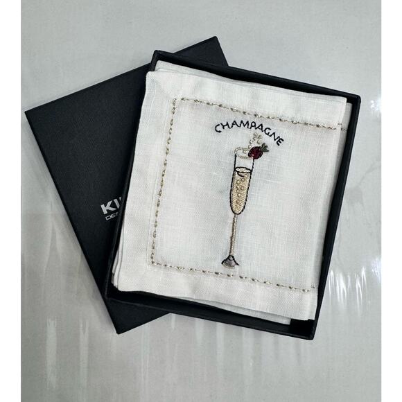 KIM SEYBERT DRINKS COCKTAIL NAPKIN SET OF 6 IN GOFT BOX $90 - Picture 3 of 3